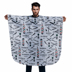 Capa De Barberia Estampada Blanca 140*160 Cm - Beauty Style