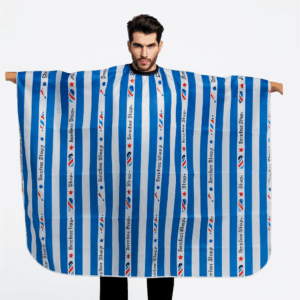 Capa De Barberia Estampada Rayada Blanca Y Azul - Beauty Style