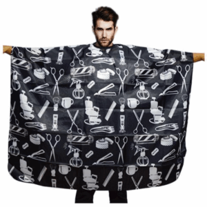 Capa De Barberia Negra Estampado Blanco - Beauty Style