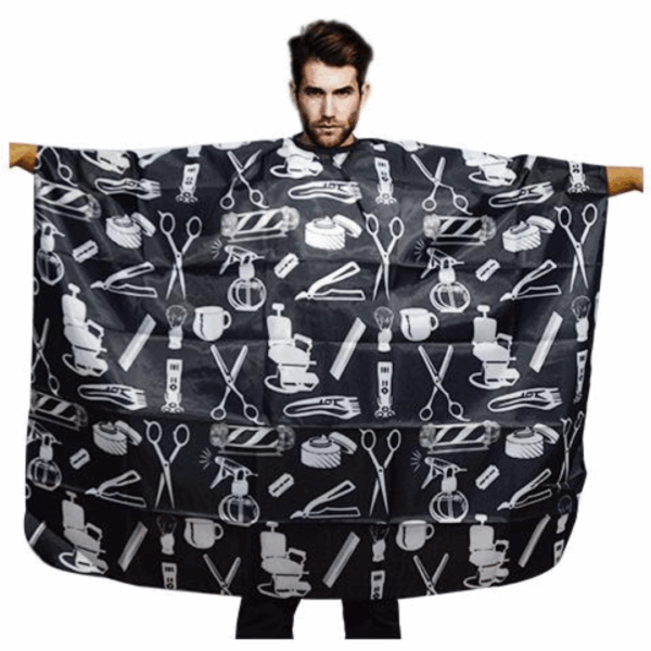 Capa De Barberia Negra Estampado Blanco - Beauty Style