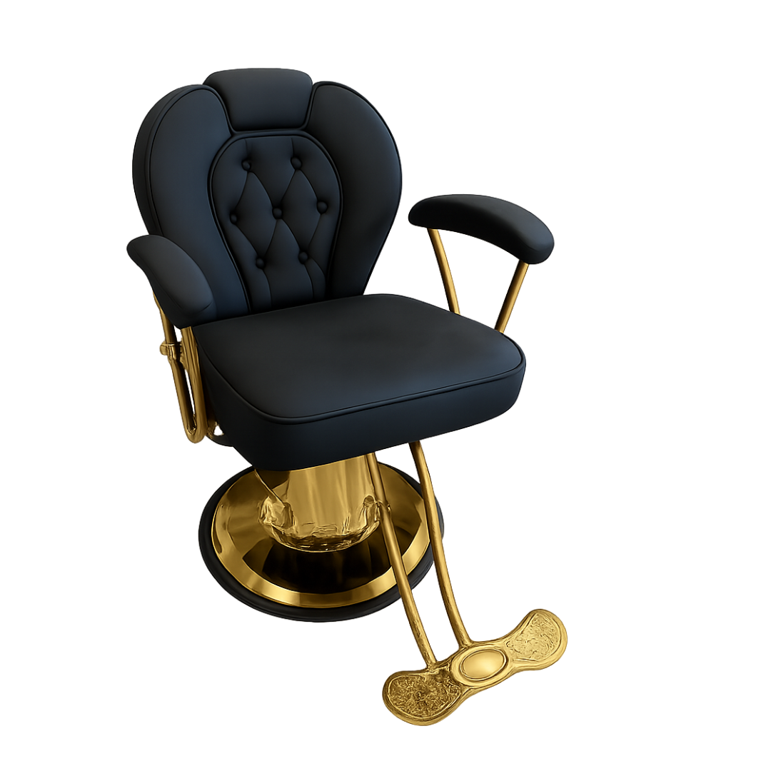 Silla Hidráulica Reclinable Karina Negra Con Dorado - Beauty Style